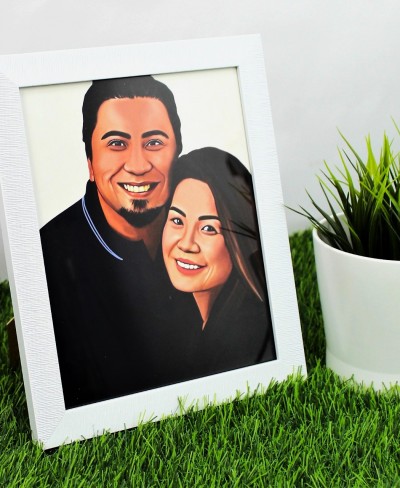 Personalised A4 Illustration with Features in a Frame (1-3 people picture)